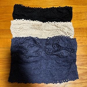 3 Aerie Boho Lace Longline Bandeaus